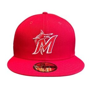 Miami Marlins New Era 59FIFTY Fitted Hat 7 1/2 Red 2017 ASG Cap New